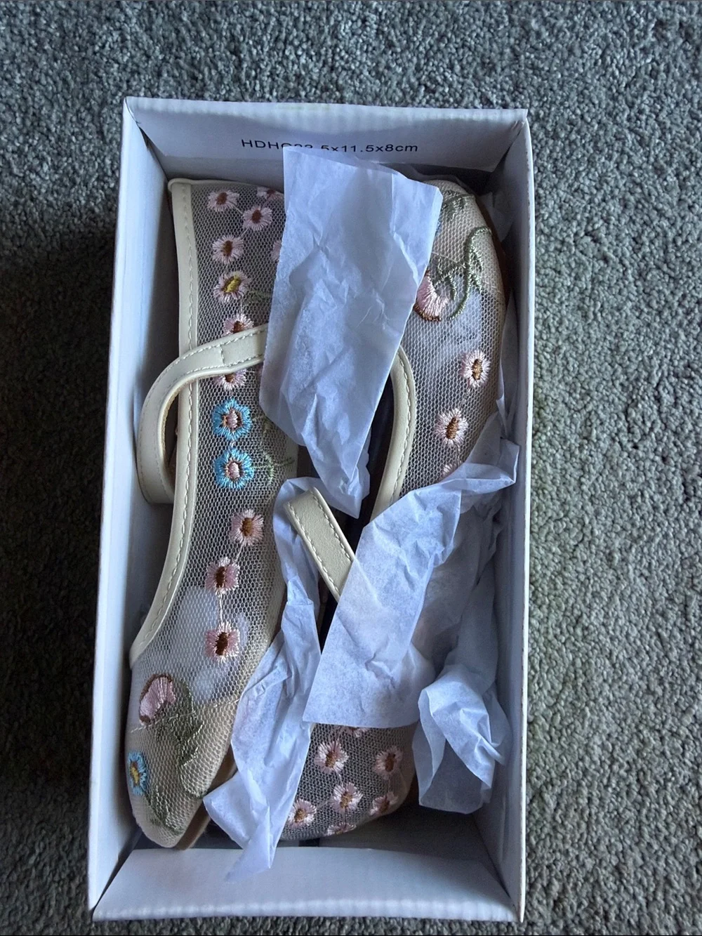 Girls Cream Floral Embroidered Mary Jane Dress Shoes